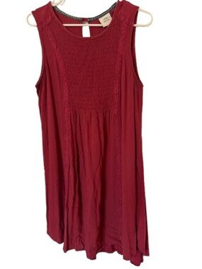 Knox Rose Women’s Sleeveless Smocked Boho Shift Dress with Lace Detail Size XL